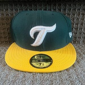 TORONTO BLUE JAYS 5950 59FIFTY MENS HAT SIZE 7 1/2 GREEN YELLOW CAP NEW ERA RARE